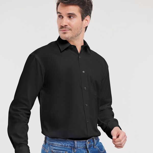 Russell Athletic Collection Long Sleeve Easy Care Cotton Poplin Shirt Thumbnail