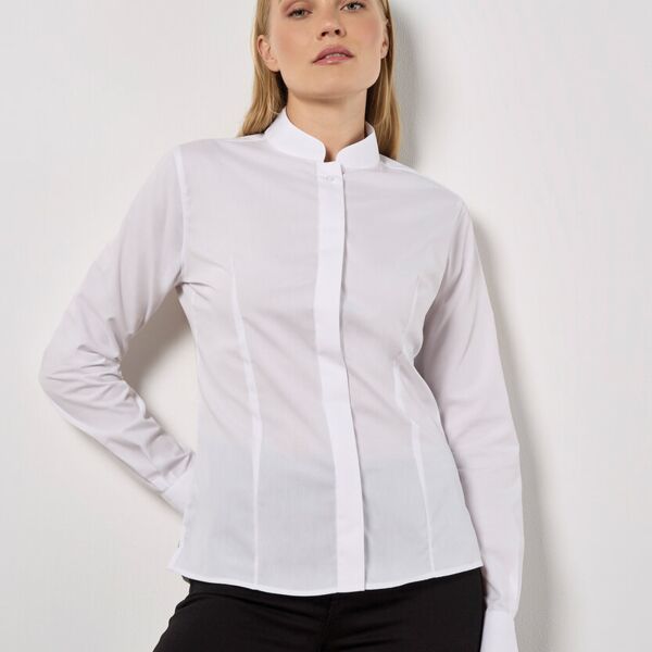 Women's mandarin collar fitted shirt long sleeved Thumbnail